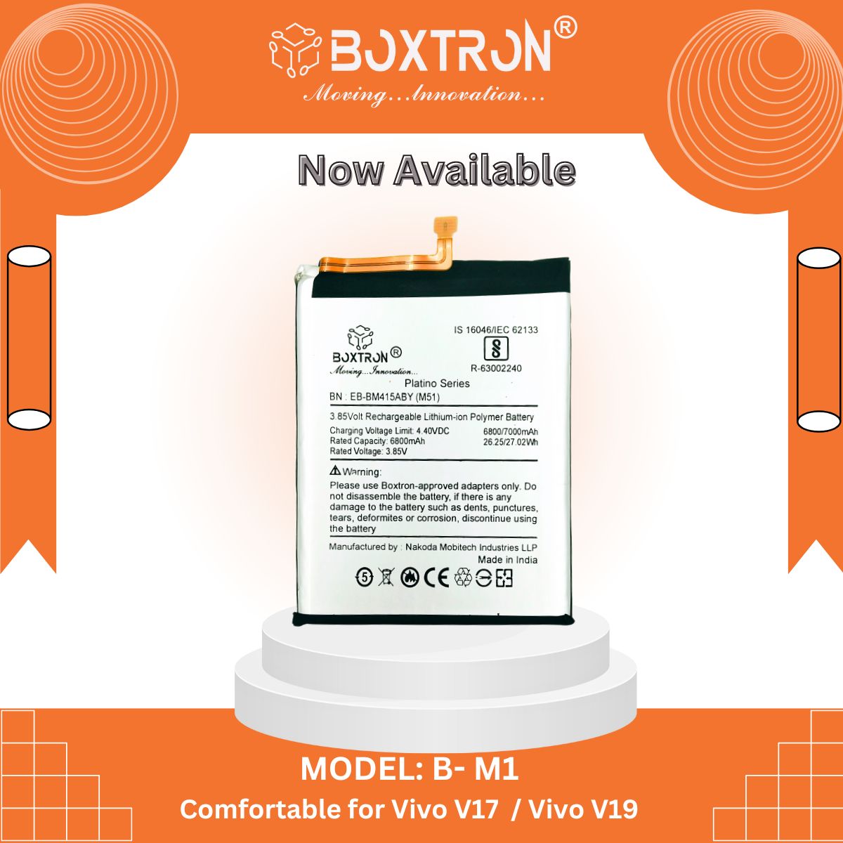 BOXTRON EB-BM415ABY Battery Compatible for Samsung Galaxy M51  - 6800 mAh Battery Capacity