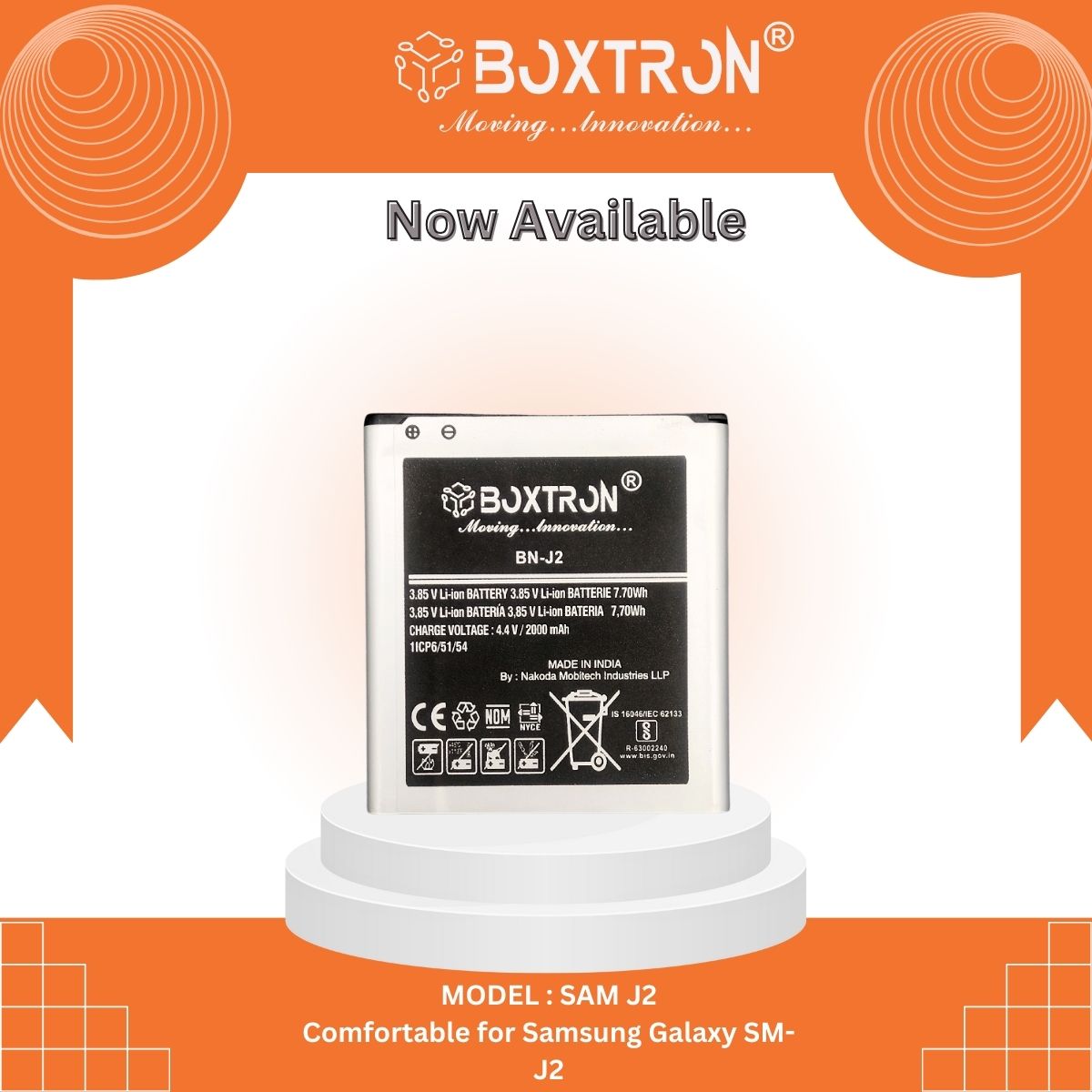 Boxtron EB-BG360CBN Battery Compatible for Samsung Galaxy J2 2015 & 2017 - 2000mAh Battery Capacity