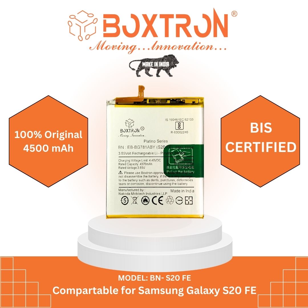 Boxtron Mobile Battery with Samsung Galaxy S20 FE Platino Series 3.85V 4370mAh Battery Capacity Li-Polymer Battery for Mobile Phone 180 Days Warranty