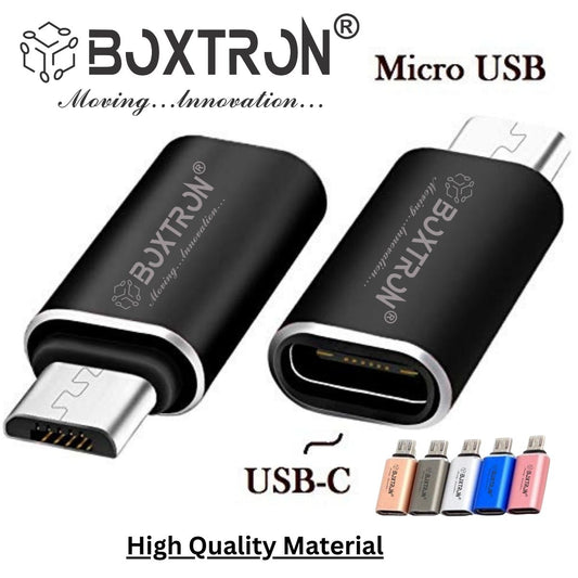 Boxtron Micro to Type-C  USB Adapter, Micro to Type C METAL USB Converter | Micro Male to Type C USB Female Data Connector