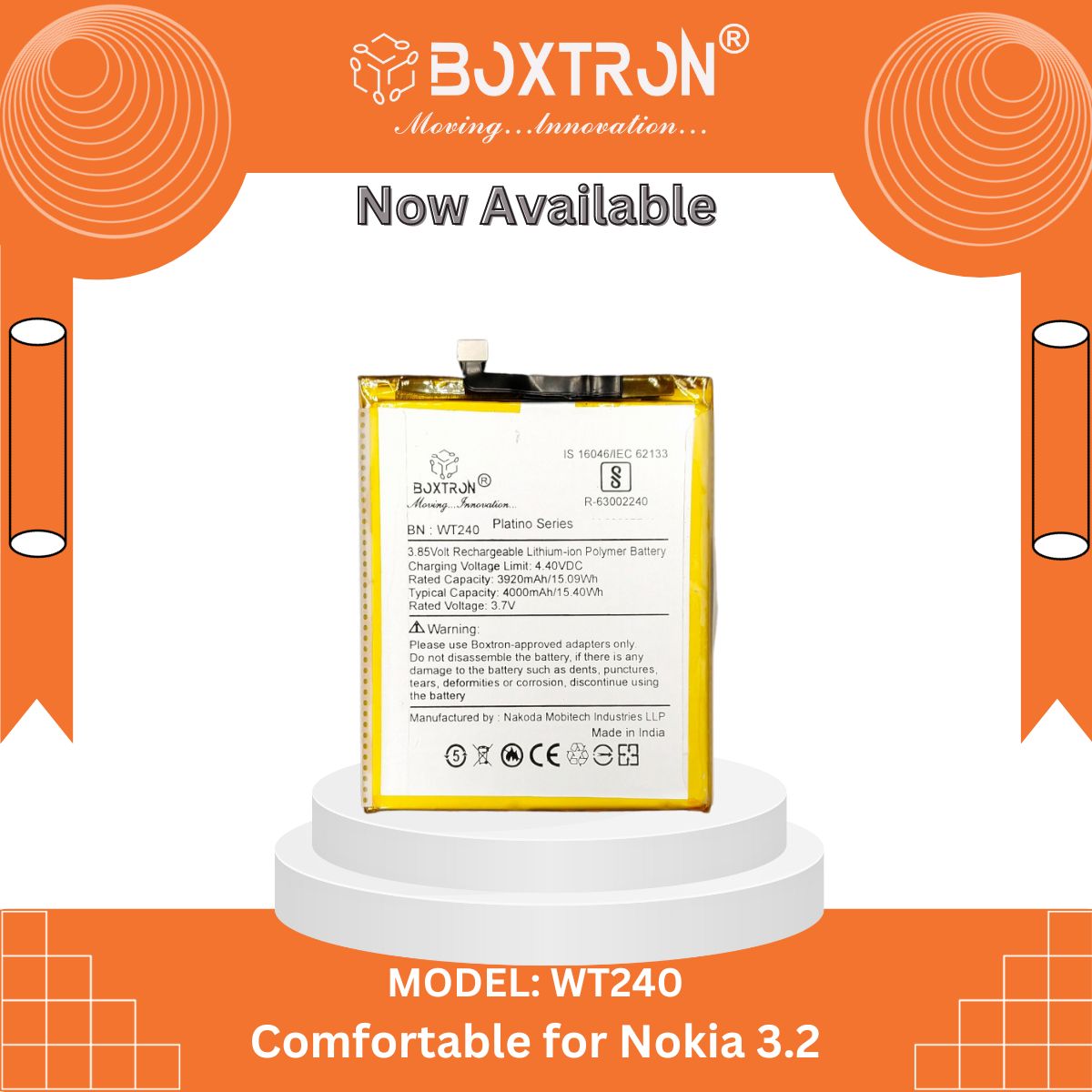 Boxtron WT240 {4000mAh} Battery Compatible Nokia 3.2 battery