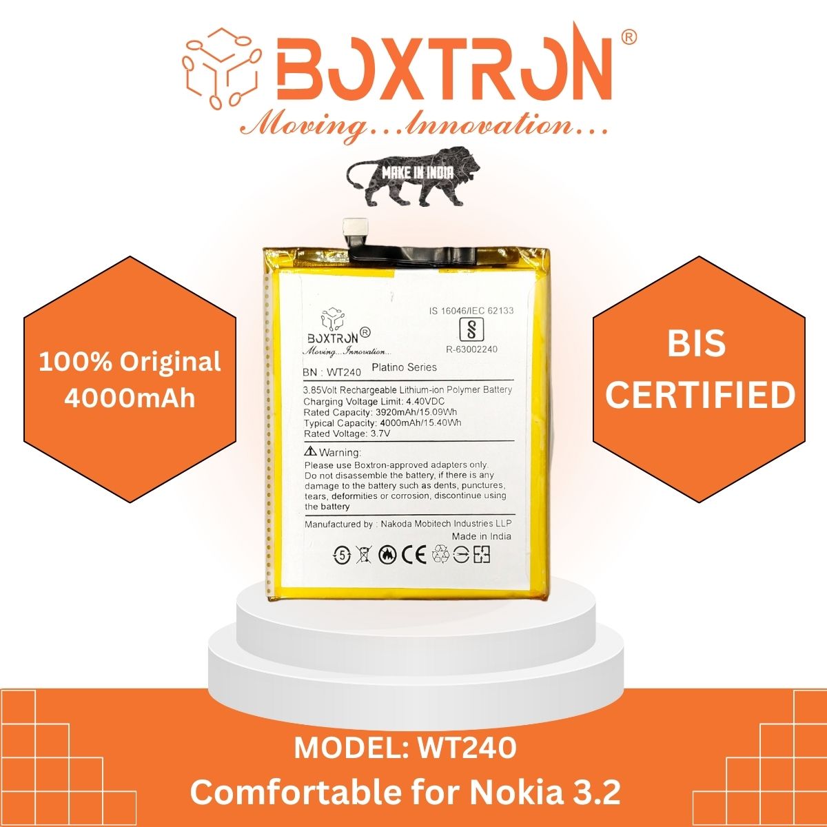 Boxtron WT240 {4000mAh} Battery Compatible Nokia 3.2 battery