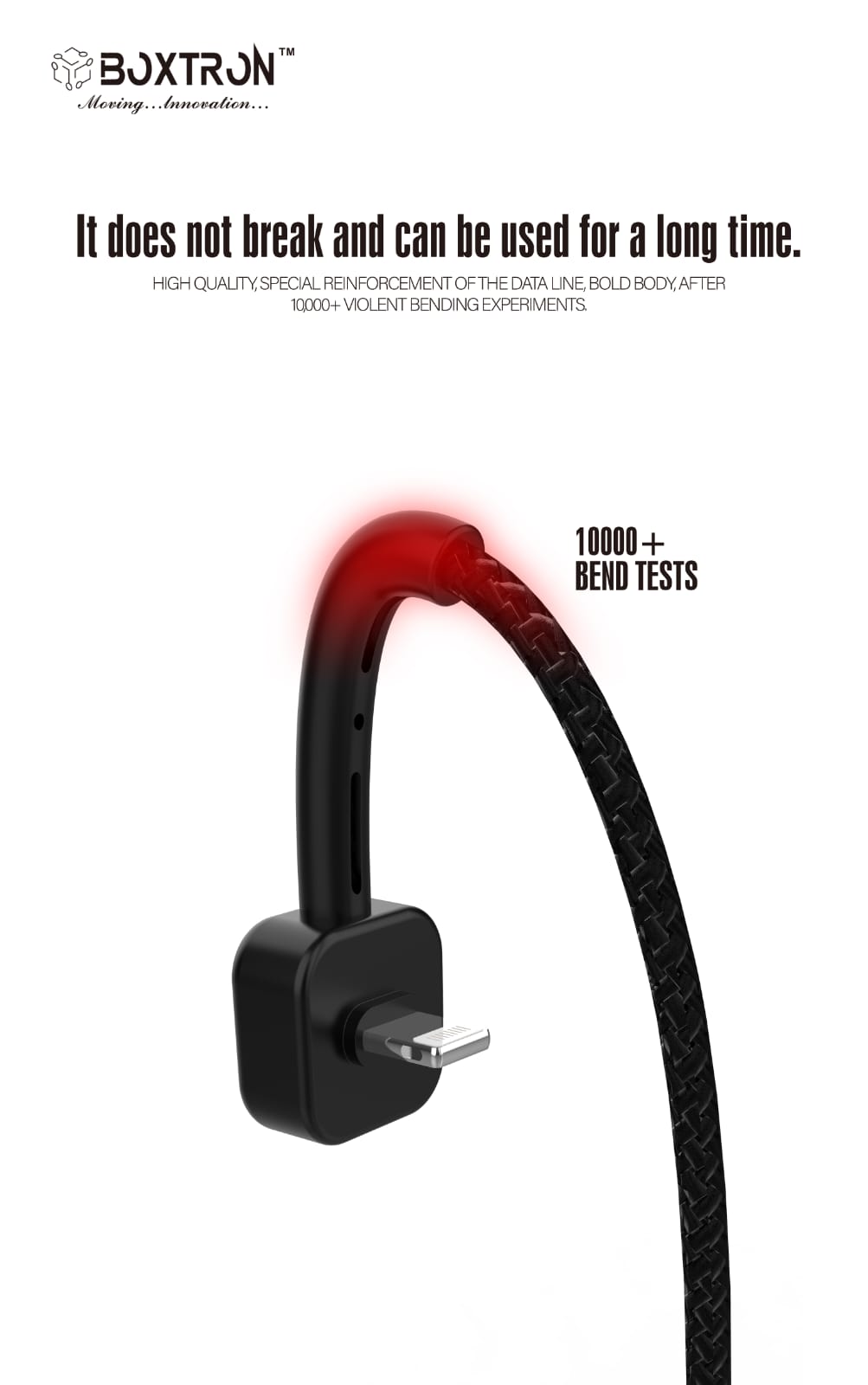 Boxtron BC08 IPhone Smart Phone Stand fast Charging And Data Transfer Cable. 2.4 Ampere